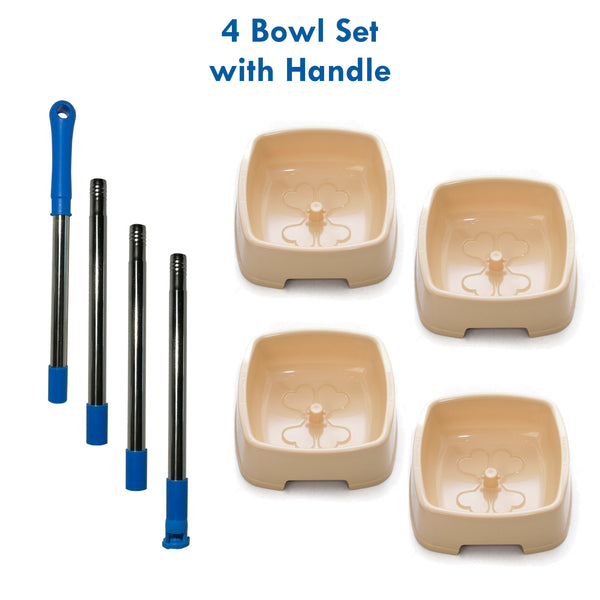 Easy to Feed Pet Bowl Set 4 Bowls + 1 Handle