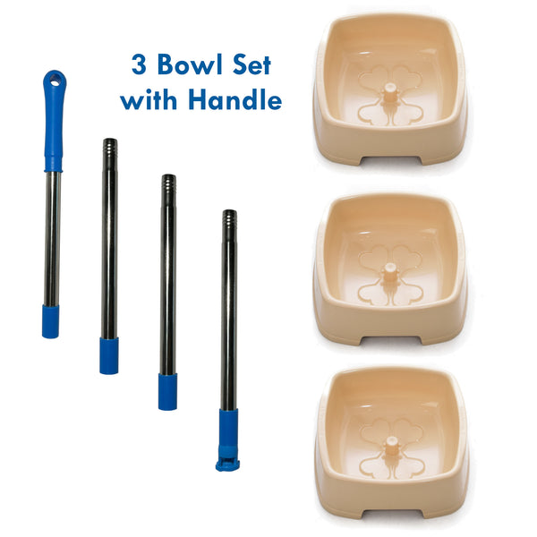 Easy to Feed Pet Bowl Set 3 Bowls + 1 Handle